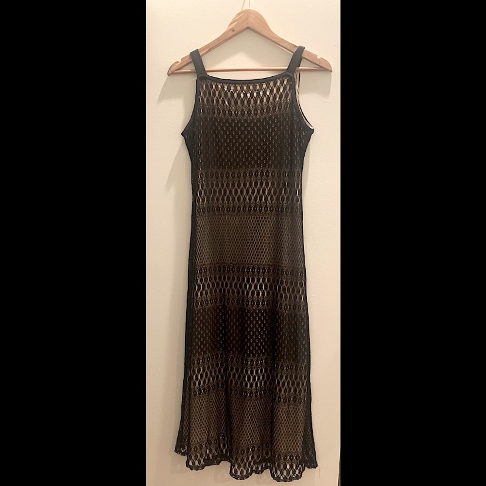 Vintage Black Crochet Midi Dress
